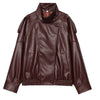 Black Jacket Women's Coat Faux Leather Jacket Outerwears Demi-Season Bomber Moto Biker Zipper Jacket High Neck Short Coat