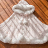 Japanese Kawaii Lolita Style Plush Hooded Poncho Coat Women Sweet Warm Knitted Bow Short Jackets Vintage Elegant Cloak Outerwear