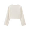 Women's Tweed Crop Jacket with Golden Buttons, O Neck, Long Sleeve Coat, Female Outerwear, Chic Tops