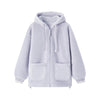 Coat Women Imitation Lamb Wool Polar Fleece Double-Sided Wear Loose Winter Contrast Color Simple Hooded Jacket