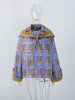 Women Reversible Button Loose Jacket Plaid Contrast Splicing Lapel Collar Long Sleeve Short Coat Chic Daily Commute Street Wear