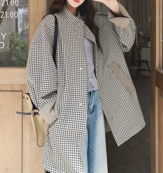 Spring and Autumn Simple Women's One Button Medium and Long Blazer Jacket