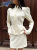 Solid Color Jacquard Glossy Satin Tops Women Chic Stand Collar Single Breasted Slim Fit Short Coats Lady Daily Outwear