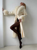 Women's Solid Color Lace Up Fur Collar Woolen Overcoat Bathrobe Style Long Loose Coat Advanced Atmosphere Autumn Winter Overwear