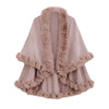 Winter Thicken Mink Wool Full Trims Faux Fur Cape for Women Hooded Loose Fleece Cloak Coat Party Wraps Warm Cape