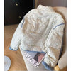 Korean Stand Collar Floral Cotton Jacket Women's Autumn Winter Warm Short Cotton Quilted Outerwear Sweet Design Blue Tops