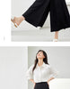 Black Wide-Leg Pants Autumn Flowy Ankle-Length Side Zipper Detail Trousers Office Lady Commuter Bottoms A1738