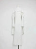 High Neck Cape Sleeve Slim-Fit Maxi Dress Pearl Trim Solid Color Floor Length Modest Abaya Style Formal Occasion Women