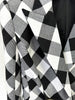 High Street Designer Jacket Women's Large Metal Buckle Black And White Checkered Slim Blazer
