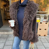 Elegant Solid Faux Fur Spliced Coat Women Lapel Long Sleeve Tassel Plush Outerwear Fall Winter Warm Streetwear