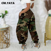 Women Streetwear Drawstring Pants Autumn Winter Camouflage Print Loose Safari Cargo Harem Hip Hop Trousers