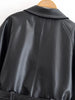 Women Black Short Faux Leather Trench Coat Long Sleeve Lapel Jacket With Belt Vintage Lady Motorcycle Jacket Outwear