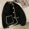 Women Autumn Winter Warm Teddy Coat Berber Fleece Round Collar Short Jacket Plush Outerwear Female Streetwear Clothes