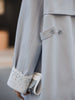 Women Mid Long Windbreaker Autumn Trench Coat Raglan Sleeve Lace Korean Style Ladies Outer Coat