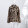 Leopard Print Women's Faux Fur Jacket Stand Neck Full Sleeve Slim Fitted Cropped Coats Female Autumn Winter Vintage Outwear