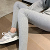 Gray Ribbed Leggings for Woman High Waist Stretch Tight Winter Leggings Solid Color Comfortable Warm Slim Fit Leggings Lady