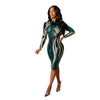 Women Fall Winter Long Sleeve O Neck Bodycon Sequined Sexy Night Club Party Bandage Midi Dresses Vestidos CY8201