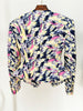 High Street Designer Jacket Women's Feather Printed Collarless Blazer