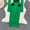 Women Elegant Butterfly Long Sleeve Bodycon V Neck Split Dress Vintage French Slim Knit Tight Vestido Autumn Winter Sweater Robe