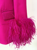 High Street Designer Jacket Women's Ostrich Real Feather Embellished Diamonds Shawl Collar Blazer