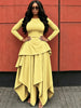 Elegant Layered Maxi Dress Women Long Sleeve O-Neck Layered Ruffle Asymmetrical Hem Long Dresses Evening Vestidos