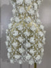 Women Evening Party Club Birthday Dress Pink Pearl Flower Mesh Sexy See Through Mini Dress Nightclub Photoshoot Stage Costumes