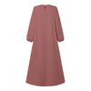 Muslim Tiered Long Dresses Women Islamic Hijab Style Casual Long Sleeve O Neck Maxi Vestidos Solid Abaya Robes