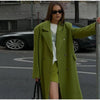 Elegant Women's Woolen Overcoat Solid Lapel Double Breasted Full Sleeve Long Coat Autumn Winter Lady Outwear