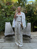 Floral Print Three-Piece Set Corset Top Oversized Blazer Wide Leg Pants Spring Vacation Women Outfit Chic Elegant Lady Suit
