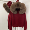 Knitwear Cardigan Women Spring Knitted Jacket Female Autumn Hooded Real Fox Fur Coat Natural Short Fur Coat Casual