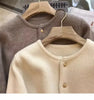 Crew neck 100 pure cashmere cardigan small fragrant coat women's spring and autumn loose wool knit sweater