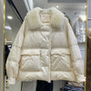 Lagabogy Winter Women Real Fox Fur 90% White Duck Down Jacket Short Puffer Coat Female Vintage Mink Fur Patchwork Parka