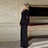 Black Blazer Jacket Pant Sets Chic Double Breasted Slim Waist Suit Coat Wide-leg Suit Trousers Spring Lady Party Outfits