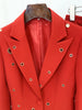 High Street FW Designer Runway Suit Set Ladies Slim Fit Single Button Rivet Gromet Blazer Jacket Pants Suit