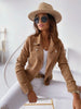 Autumn Winter Long Sleeve Cowboy Wind Handsome Women Jacket Vintage Brown Color Slim Boyfriend Style Suede Jacket Coat 17079