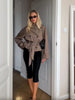 Plaid Cropped Trench Coat Women Chic Lapel Double Breasted Belted Waist Tie Long Sleeve Jacket Fall Windbreaker Outerwear
