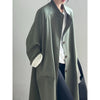 Stand Neck Long Trench Coat Women Spring Casual Turn-down Collar Single-breasted Trench Coat