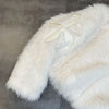 Winter Women Cotton Jacket Lapel Long Sleeve Patch Cross Short Fur Coat Black
