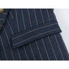 Slim Fit Women Striped Cropped Suit Jacket Notched Lapel Double Breasted Metal Buttons Vintage Military Blazer Fall Outerwear