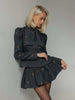 Embroidery Lace Up Bow Suit Jacket Short Skirt Suits Women Elegant Long Sleeve Waist Cinching Coats High Waist Skirts Outfit