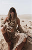 2 Pieces Set Women's Jacquard Knit Hooded Dress+Oversleeves Sets Desert Holiday Travel Wear Sand Dune Wasteland Style Dresses