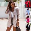 Blazer women casual Autumn Winter Long-sleeved double-breasted solid color long blazer women's clothing