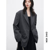Korean Women Blazers Loose Casual Retro Plaid Single Breasted Mid Length Ladies Jacket Coat Spring Autumn