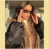 Women's Warm Faux Fur Spliced Cotton Coats Loose Lapel Long Sleeve Pockets Thicken Jacket Winter Lady Chic Outwear
