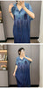 Pleated Faux Denim Dress Women's Chic Single Breasted Lapel Half Sleeve Mid-Length Dresses Loose Casual 2DB4371