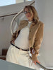 Solid Suede Women's Jacket Long-Sleeved Single-Breasted Short Coat Casual Spring Autumn High Street Lady Wear