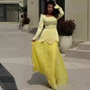 Women's Solid Color Casual A-line Square Neck Long Sleeve Spliced Ankle Length Dresses Female Clothes