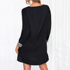 Dresses For Women Elegant Shiny Mesh Stitching Long Sleeve Robe Solid Color V Neck Mini Dress Evening Party Dresses Vestido
