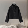 Casual Women's Short Woolen Coat Loose Lapel Single-breasted Long Sleeve Thick Jacket Autumn Winter Lady Elegant Streetwear