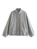 Woman Loose Gray Warm Baseball Jacket Autumn Casual Oversized Bomber Jacket Girls Vintage Thick Warm Outwear